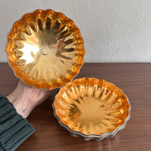 Vintage Silver Plated Pumpkin Candy Dish Lid Ornate Made in Japan - Picture 4 of 7